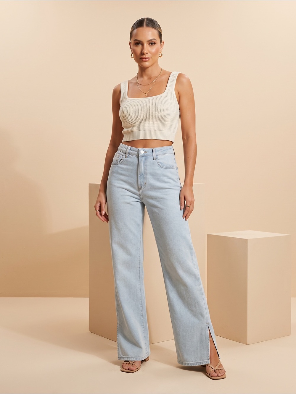 AKIRA Light Blue Wide Leg Jeans